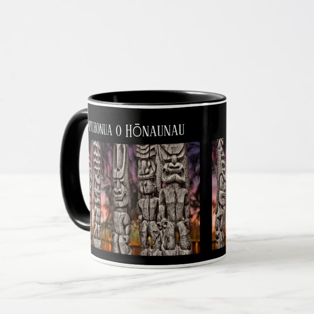 Tiki Council, Big Island, Hawaii, Black Mug (Front Left)