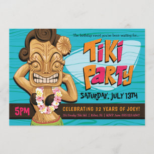 Tiki Girl Birthday Party Luau Summer Celebration Invitation
