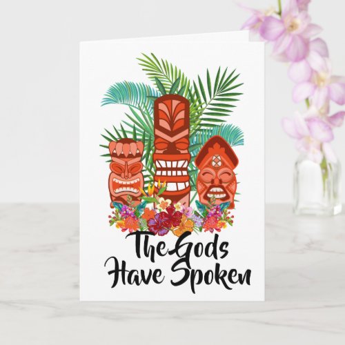Tiki Gods Hawaiian Luau Birthday Decree Card