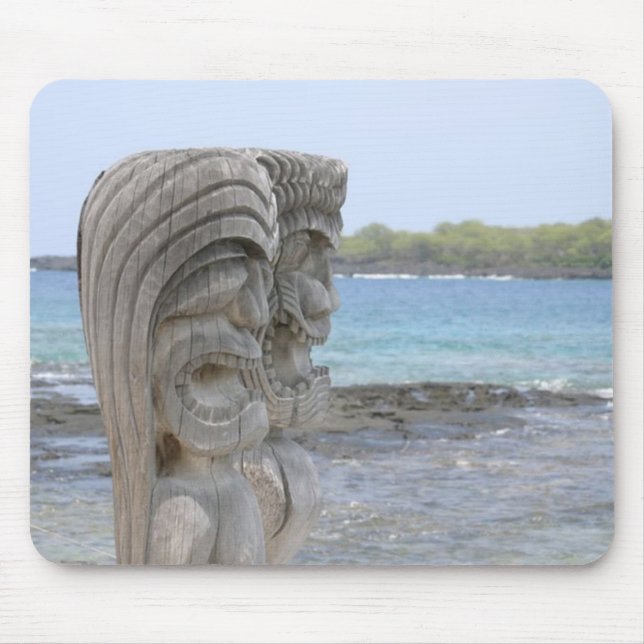 Tiki Guardians in Kona, Hawaii - Mousepad (Front)