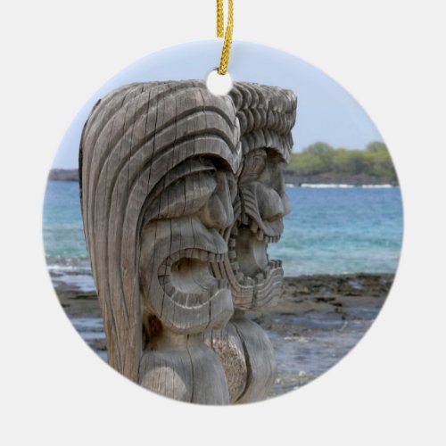 Tiki Guardians in Kona Hawaii _ Ornament