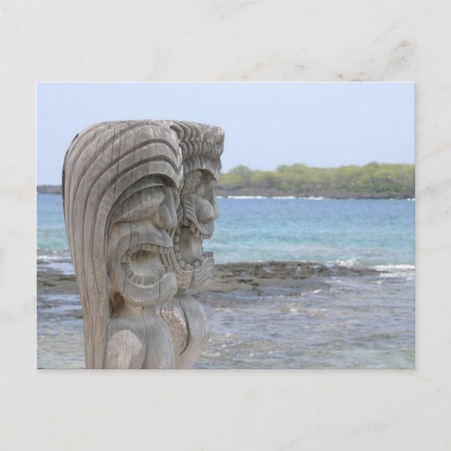 Tiki Guardians in Kona, Hawaii - Postcard (Front)