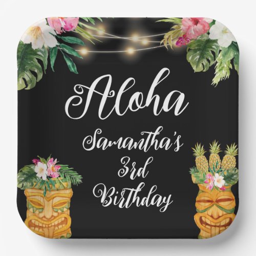 Tiki Hawaiian Aloha Tropical Birthday Luau Party Paper Plates