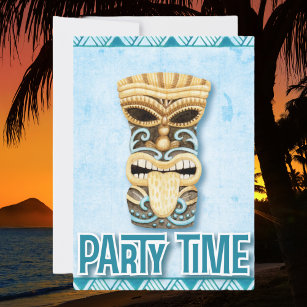 Tiki Hawaiian Luau Birthday Party Invitation
