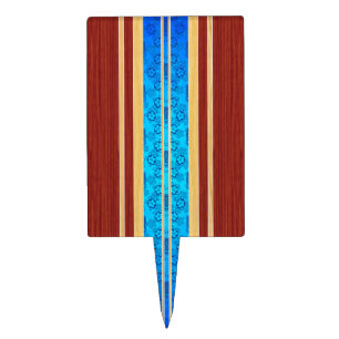 Tiki Hawiian Faux Wood Surfboard Cake Topper