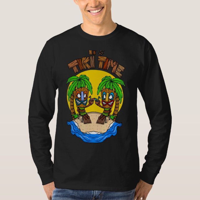 Tiki Head It's Tiki Time Hawaiian Hawaii Luau T-Shirt (Front)