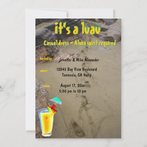 Tiki Hibiscus Luau Party Invitation