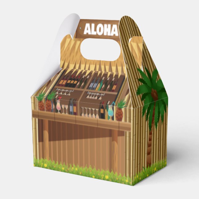 Tiki Hut Bamboo Aloha Island Dive Bar  Favor Boxes (Front Side)