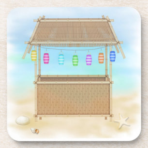 Tiki Hut Cork Coaster Set