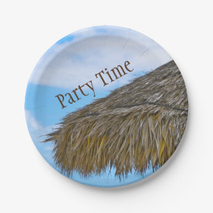 Tiki Hut Hawaiian Luau Party Paper Plates
