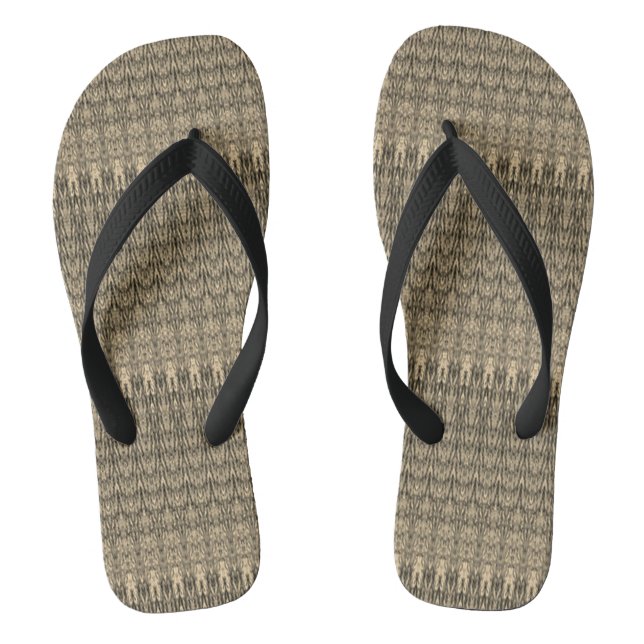 Tiki Hut Summer Brown Tan Sandals Flip Flops  (Footbed)