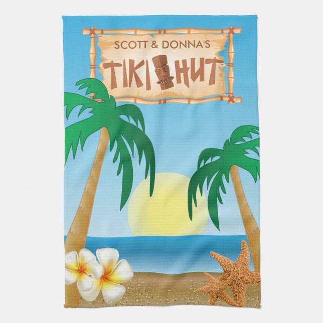Tiki Hut Summer Design Towel (Vertical)