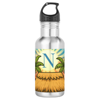 Tiki Hut Sunrise Personalized Monogram  Stainless Steel Water Bottle