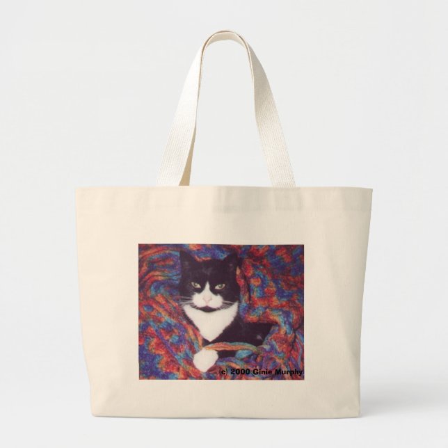 "Tiki in Doug's Afghan" Large Tote Bag (Front)