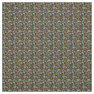 Tiki Jungle Mid Century Modern Illustration Fabric