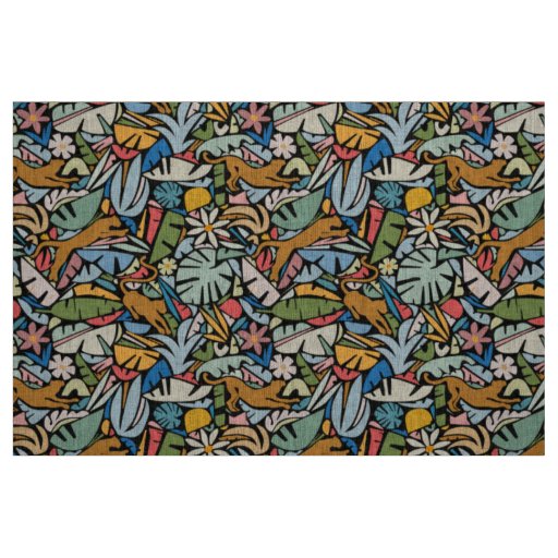 Tiki Jungle Mid Century Modern Illustration Fabric