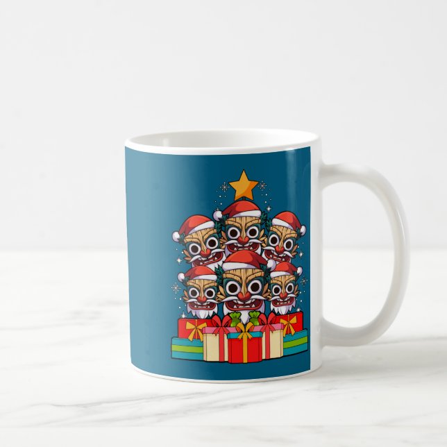 Tiki Le Luau Hawaiian Tiki Mask Christmas Tree Xma Coffee Mug (Right)