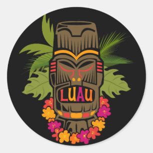 Tiki Luau Classic Round Sticker