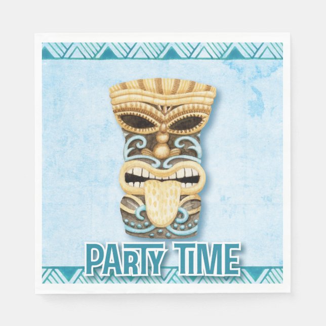 Tiki Luau Hawaiian Beach Party Napkins (Front)