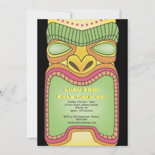 Tiki Luau Hawaiian Tropical Theme Beach Party Invitation