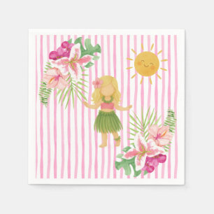 Tiki Luau Party, Hawaii Birthday, Hula Girl Napkins