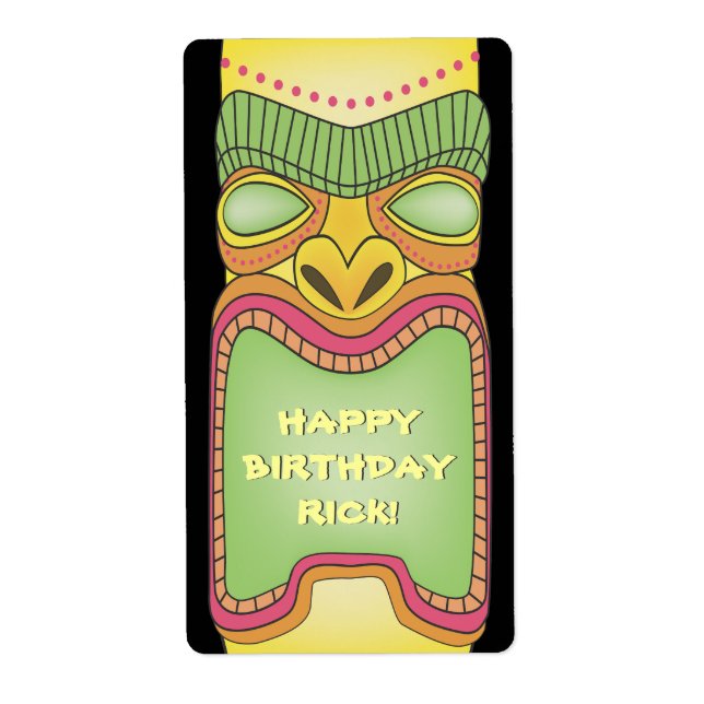 Tiki Luau Summer Tropical Birthday Stickers Labels (Front)