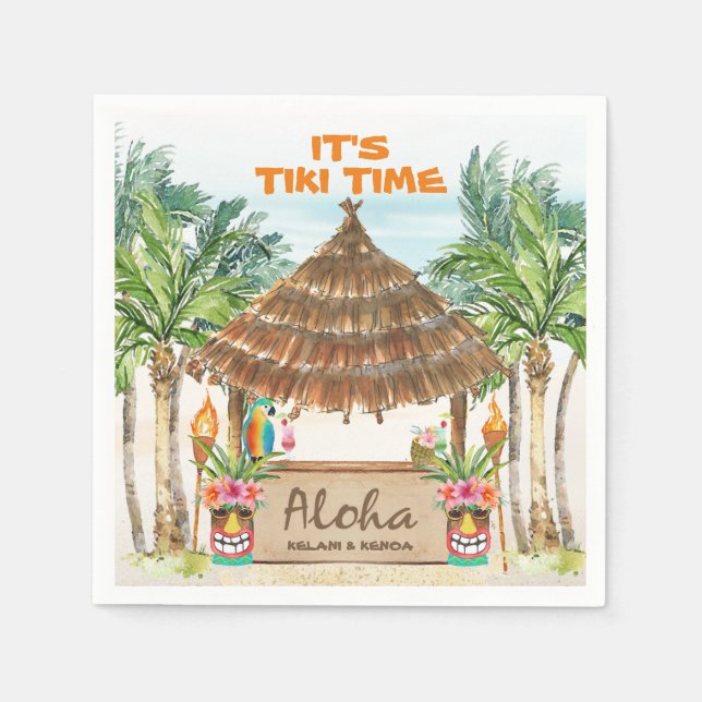 Tiki Luau | Tropical Beach Aloha Napkins (Front)