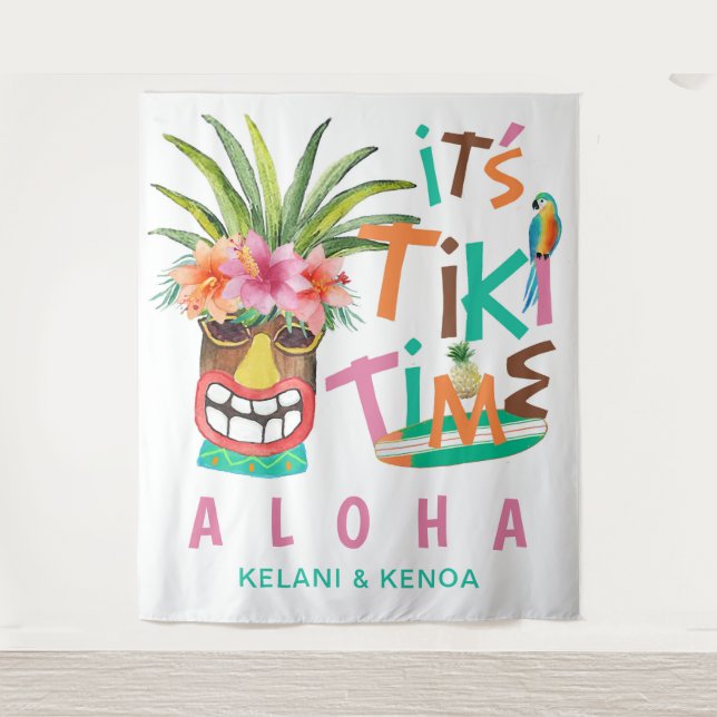 Tiki Luau | Tropical Beach Aloha Tapestry (Front)