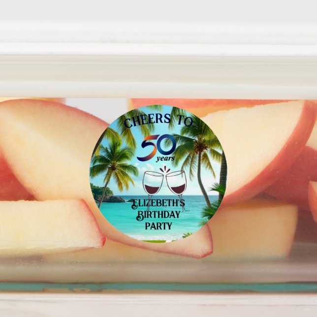 tiki luau tropical beach partyPaper Plate Labels (Affixed)