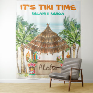 Tiki Luau Tropical Beach Tiki Bar Tapestry