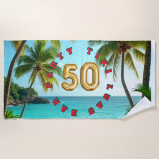 tiki luau tropical island beach towel