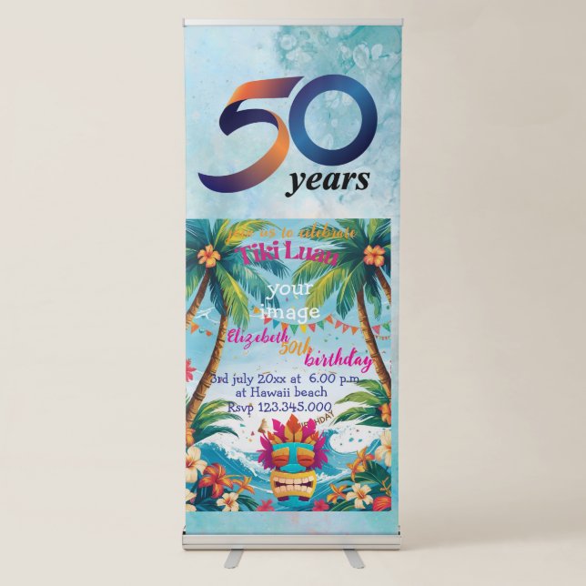 tiki luau tropical partVertical Retractable Banner (Front)