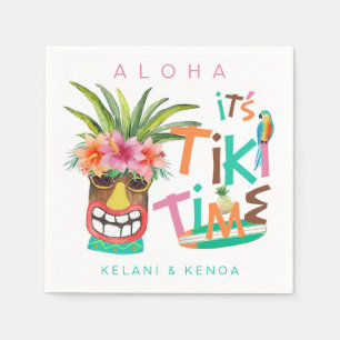 Tiki Luau Tropical Typography Napkins