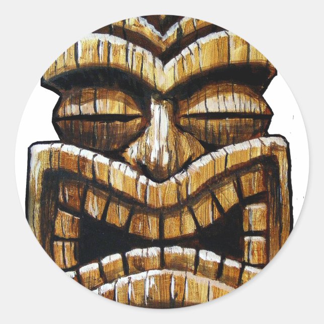 Tiki Man Classic Round Sticker (Front)