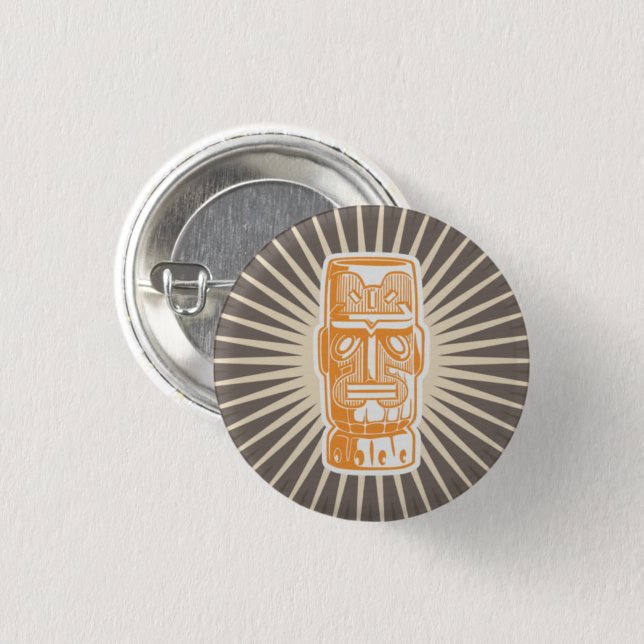 Tiki Man Orange Button (Front & Back)