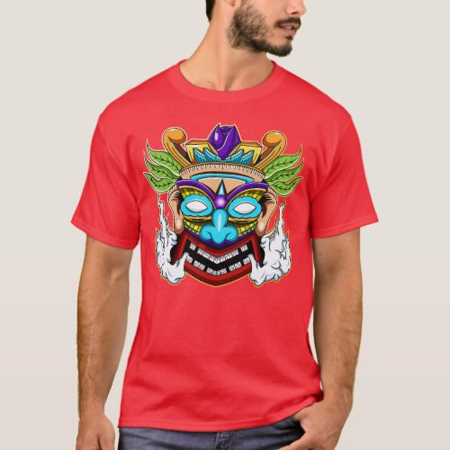 Tiki Mask Abstract T_Shirt