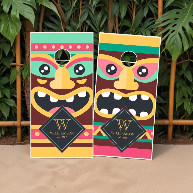 Tiki Mask Beach House Cornhole Set (Tiki Mask Beach House Cornhole Set)