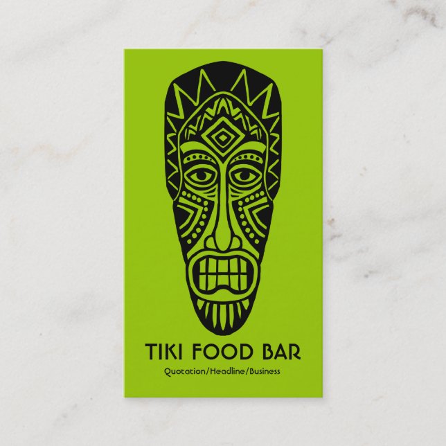 Tiki Mask - Black on Martian Green Business Card (Front)