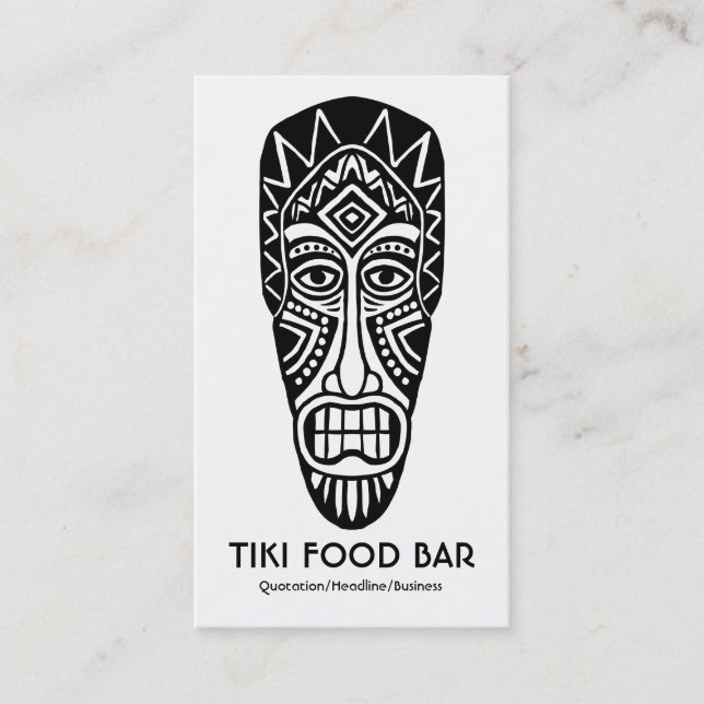 Tiki Mask - Black on White Business Card (Front)