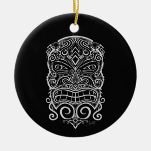 Tiki Mask Ceramic Ornament