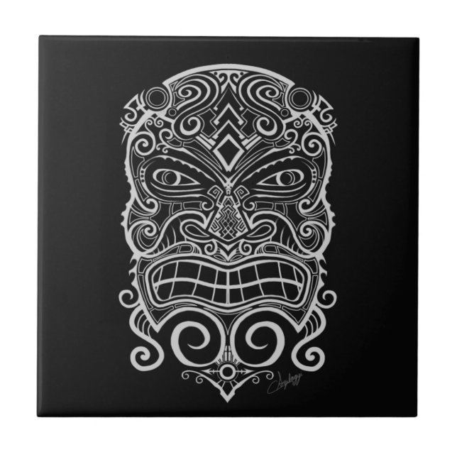 Tiki Mask Ceramic Tile (Front)