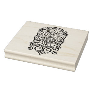 Tiki Mask Design Rubber Stamp