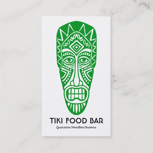 Tiki Mask - Grass Green on White Business Card (Front)