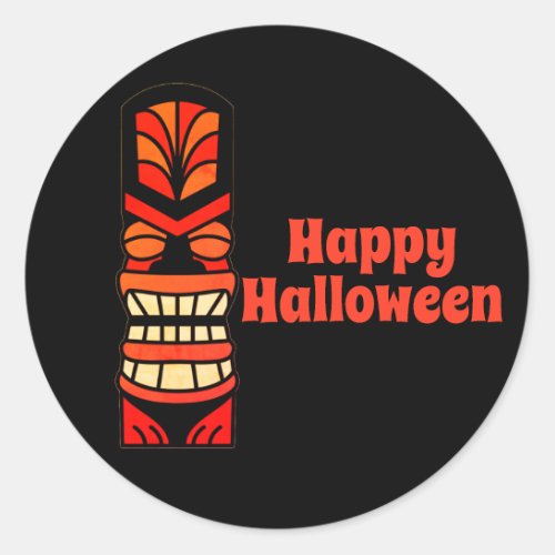 Tiki Mask Haunted Hawaiian Halloween Luau Classic Round Sticker