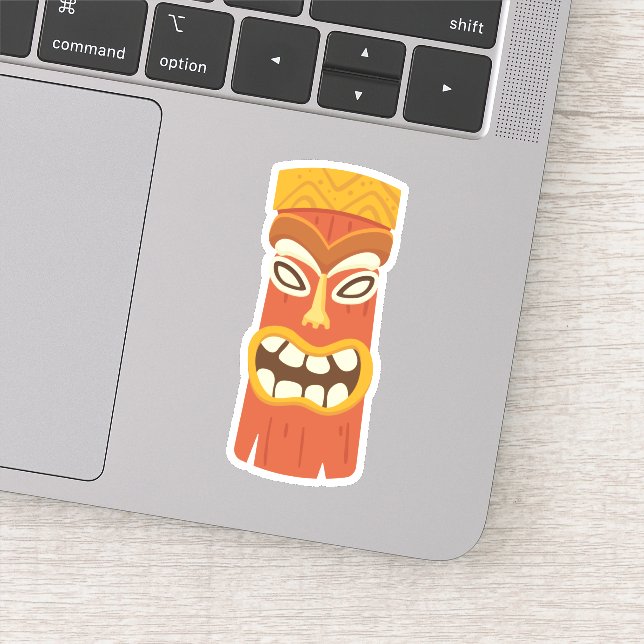 Tiki Mask Hawaii Tropical Die Cut Sticker Decal (Detail)