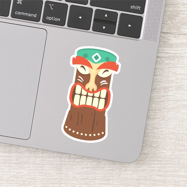 Tiki Mask Hawaii Tropical Die Cut Sticker Decal (Detail)