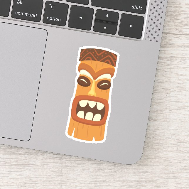 Tiki Mask Hawaii Tropical Die Cut Sticker Decal (Detail)