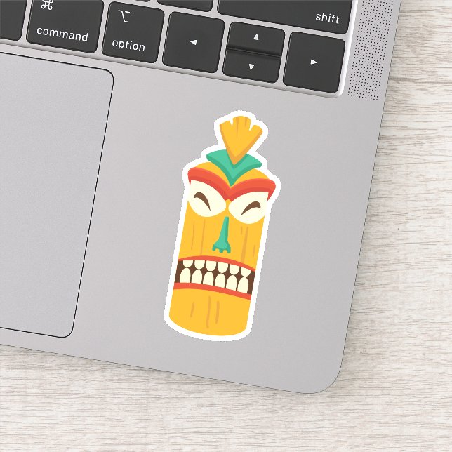 Tiki Mask Hawaii Tropical Die Cut Sticker Decal (Detail)