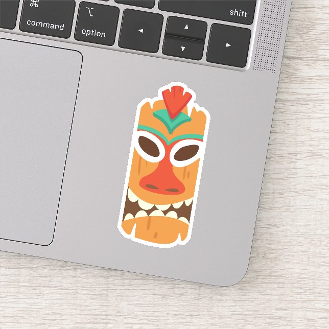 Tiki Mask Hawaii Tropical Die Cut Sticker Decal (Detail)