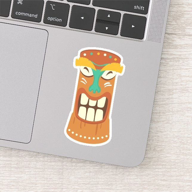Tiki Mask Hawaii Tropical Die Cut Sticker Decal (Detail)